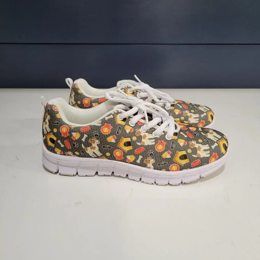 Jack Russell Patterned Sneaker Size 8